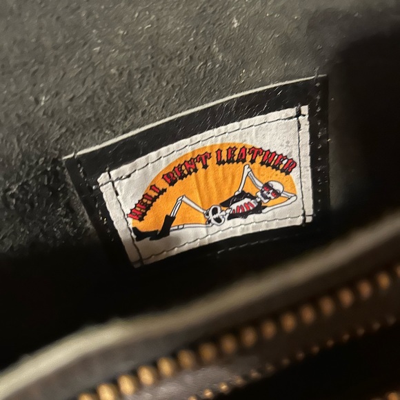 Hell Bent Leather custom bag 3 way purse brass biker zipper pockets belt cross - Picture 6 of 8